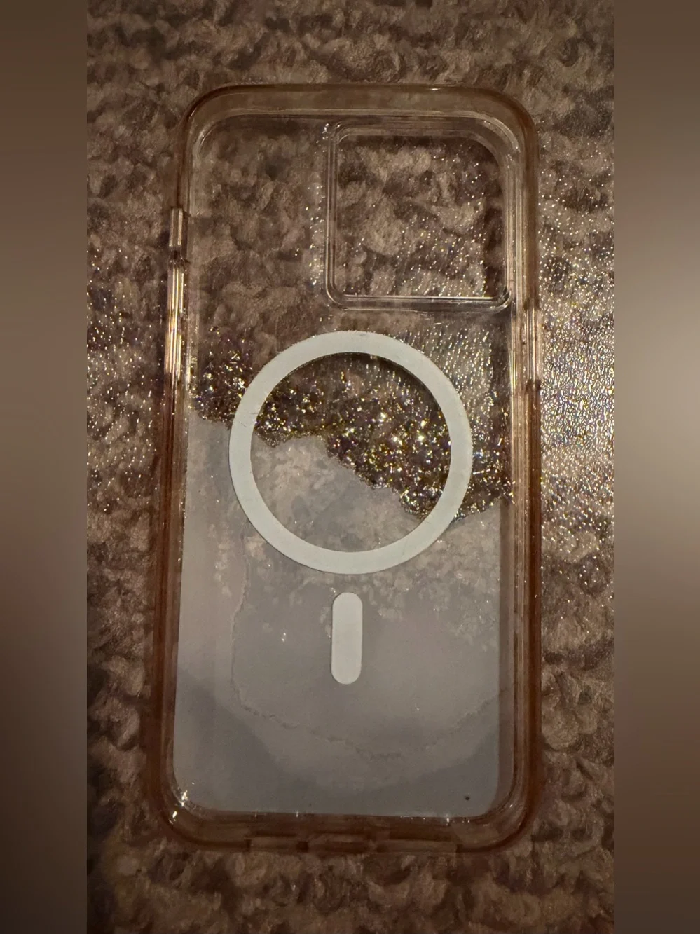 BNWOT Case-Mate Clear iPhone 15 Pro Max Case with Gold Glitter and Marble Accent